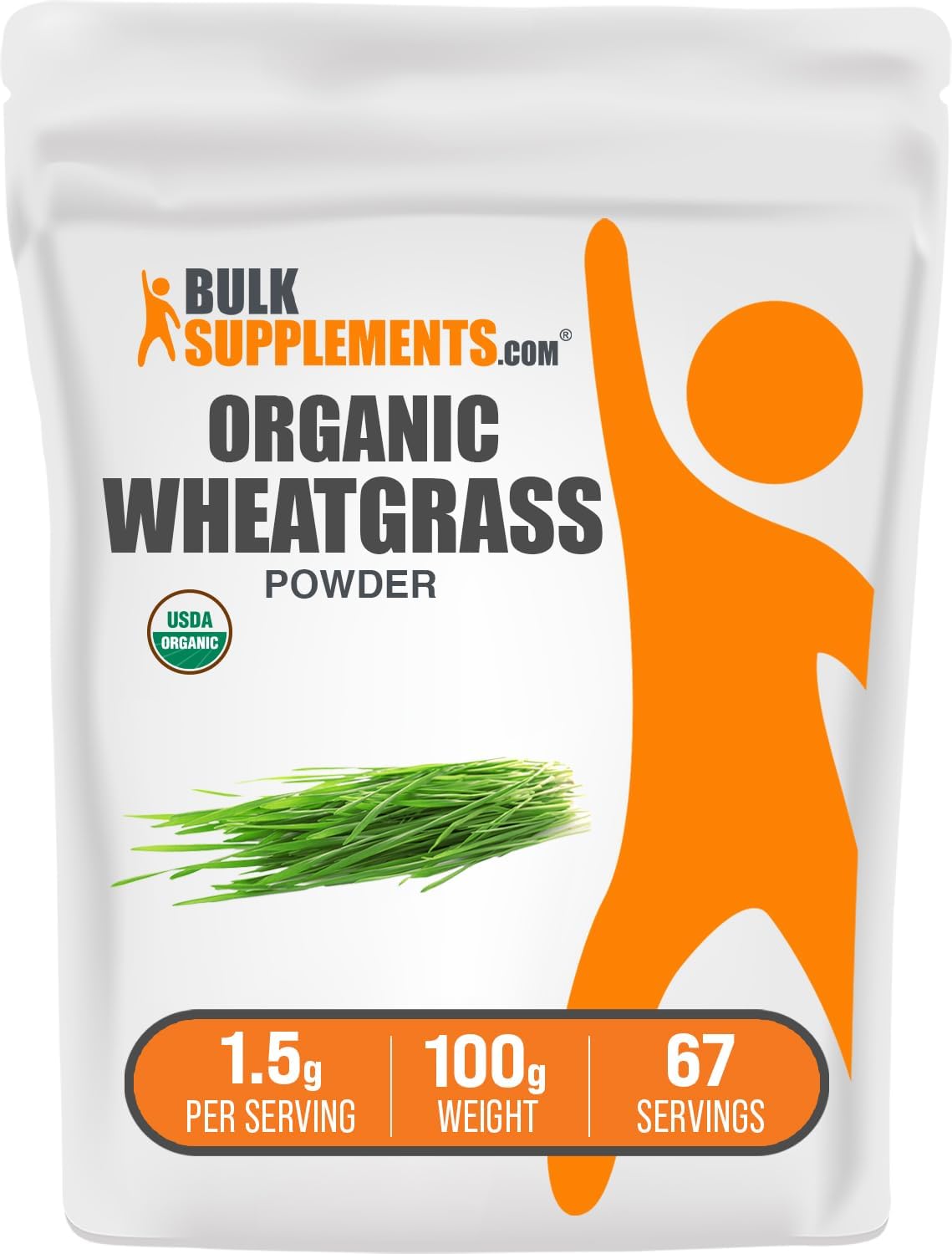 BulkSupplements.com Organic Wheatgrass Powder - Organic Super Greens Powder, Superfoods Supplement - Vegan & Gluten free, 1.5g per Serving, 100g (3.5 oz) - görsel 1