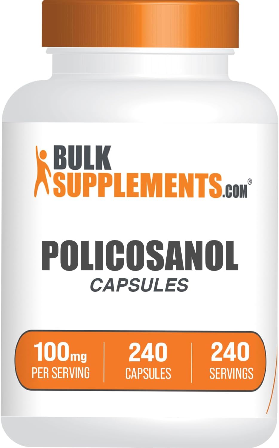 BulkSupplements Policosanol Capsules - from Sugar Cane, Policosanol 100mg - Gluten Free, 1 Capsule per Serving, 240 Capsules - görsel 1