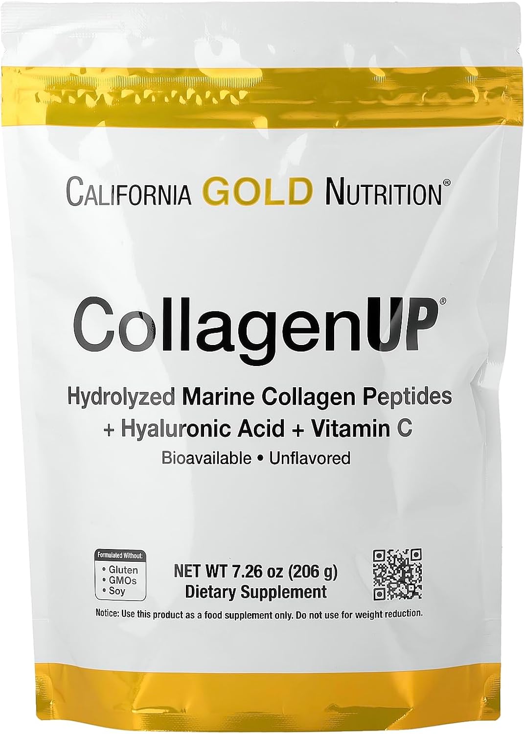 California Gold Nutrition CollagenUP®, Hydrolysed Marine Collagen Peptides with Hyaluronic Acid and Vitamin C, Unflavoured, 206 g - görsel 1