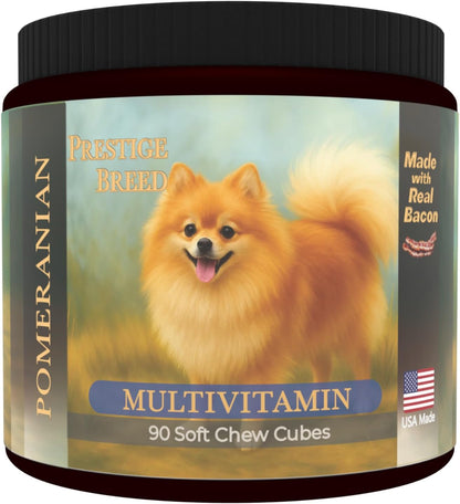 Prestige Breed Multivitamins for Pomeranians – 90 Bacon-Flavoured Chews