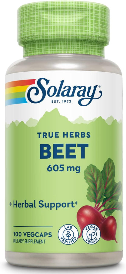 SOLARAY Beet Root 605mg | Cardiovascular & Athletic Performance Support | Non-GM | Vegan | 100 Veg Caps