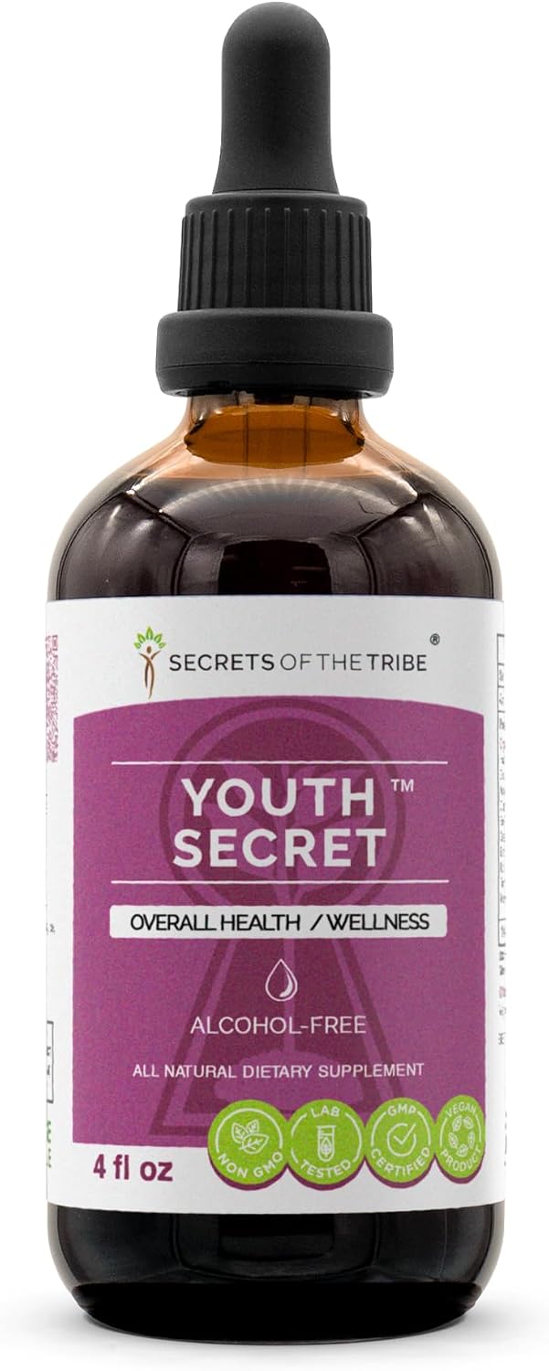 Secrets of the Tribe Youth Secret - Alcohol-Free Herbal Supplement Drops for Overall Health and Wellbeing (118 mL) - görsel 1
