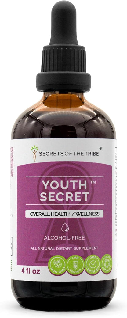 Secrets of the Tribe Youth Secret - Alcohol-Free Herbal Supplement Drops for Overall Health and Wellbeing (118 mL)