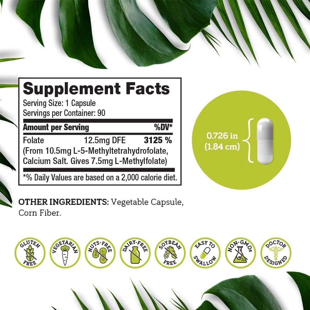 DSO L-Methylfolate 7.5mg - 90 Vegan Capsules | Active 5-MTHF Supplement - görsel 5