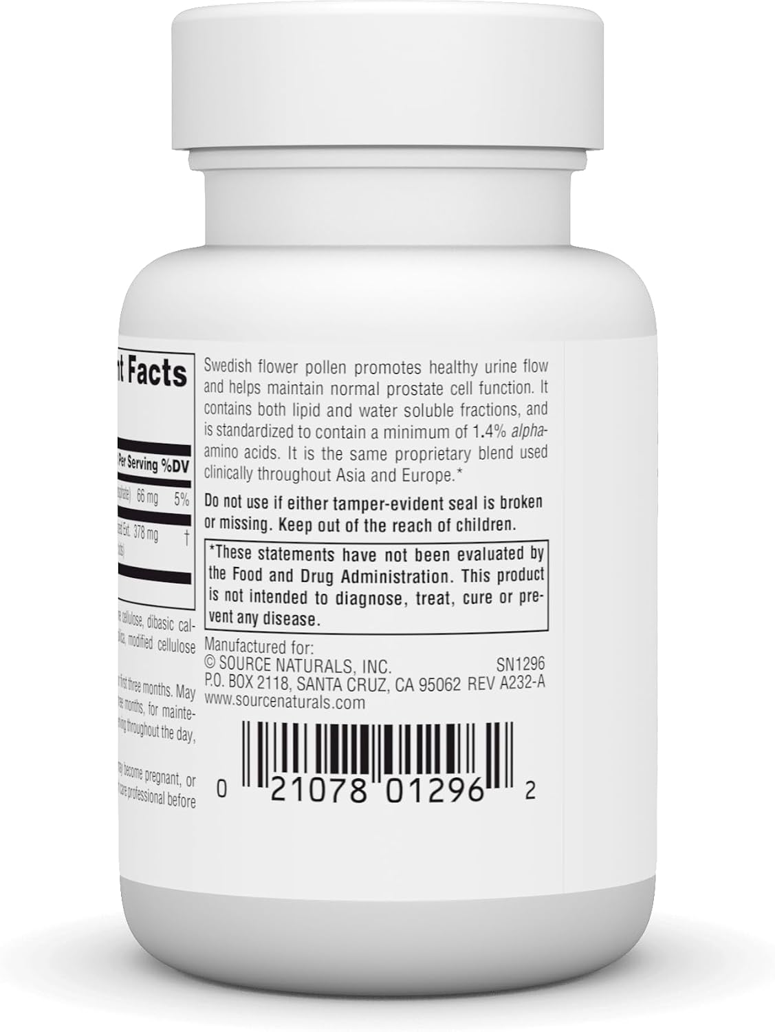 Source Naturals Swedish Flower Pollen Extract, Supports Prostate Function and Healthy Urine Flow* - 45 Tablets - görsel 4