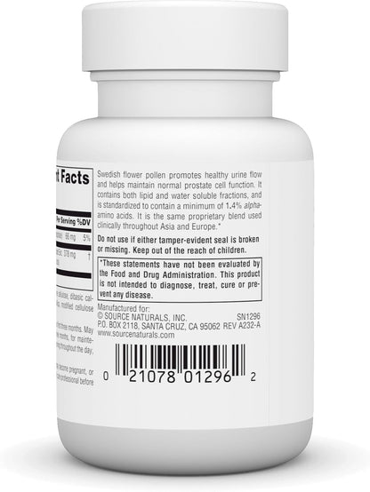 Source Naturals Swedish Flower Pollen Extract, Supports Prostate Function and Healthy Urine Flow* - 45 Tablets