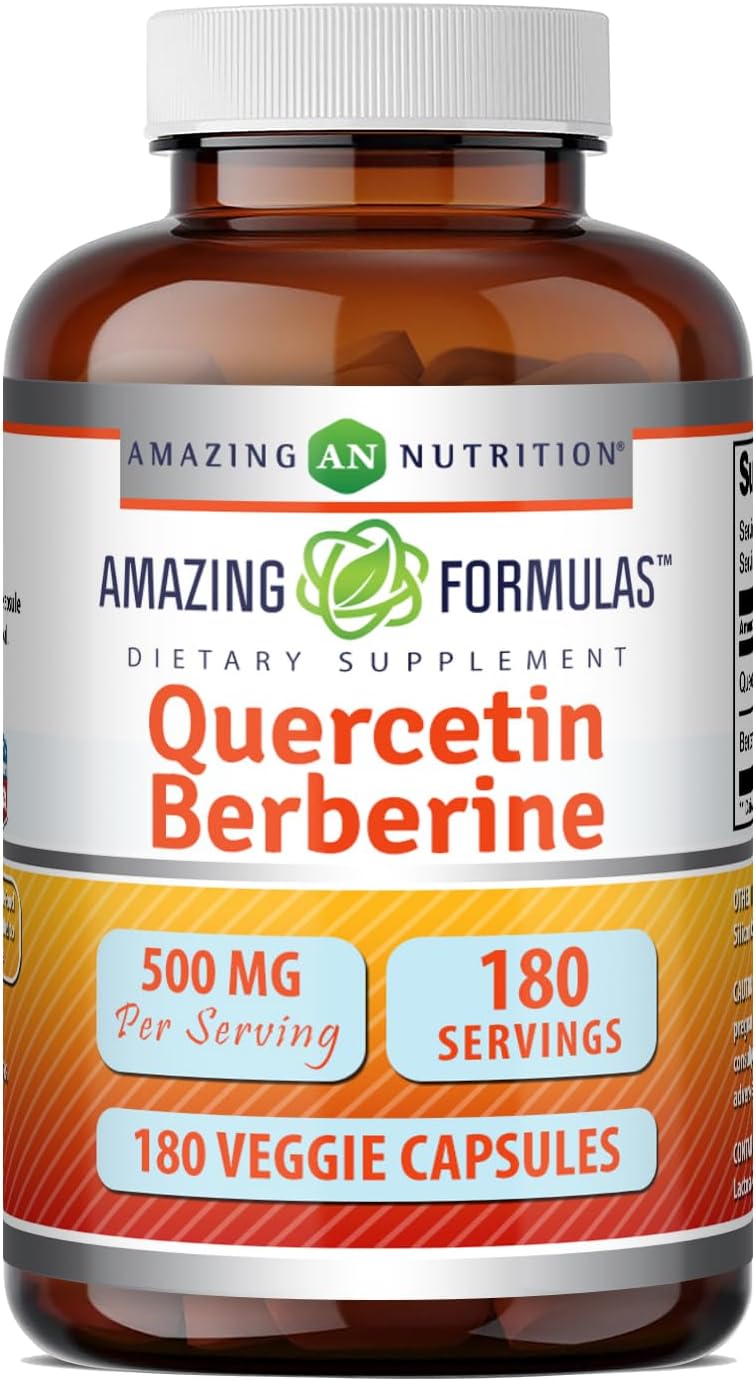 Amazing Formulas Quercetin Berberine – 250 mg Berberine & 250 mg Quercetin, 180 Vegie Capsules (2 Pack) - görsel 7