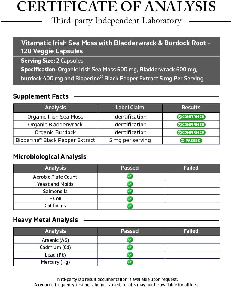 Vitamatic Irish Sea Moss – 120 Vegan Capsules with Bladderwrack & Burdock Root - görsel 3