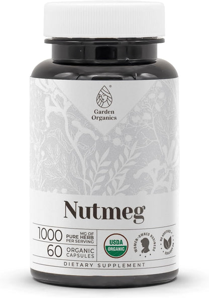 Garden Organics Organic Nutmeg Capsules (60 Capsules) – USDA Certified High-Potency Supplement