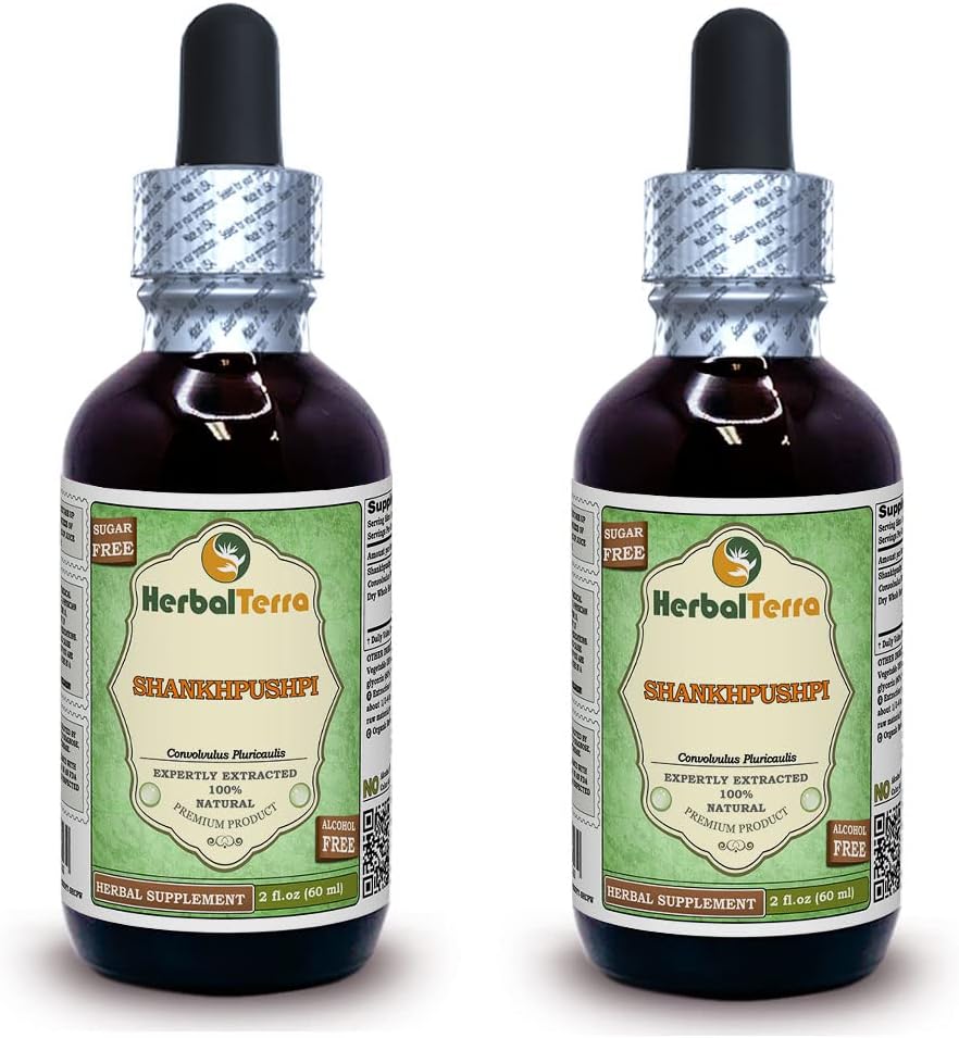 Shankhpushpi (Horseshoe Vitex) Dried Whole Herb Alcohol-Free Liquid Extract – 2 x 2 oz - görsel 1