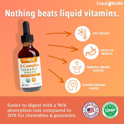 LIQUIDHEALTH USDA Organic Vitamin B Complex – Vitamin B2 (Riboflavin) – Essential for energy production and – Image 2