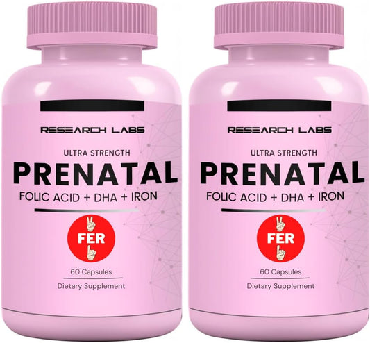Research Labs Prenatal Vitamins for – Methylated Folate (MTHF): Supports the baby's nervous system and helps – Image 1