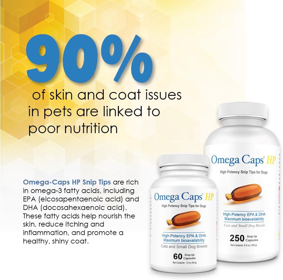 Omega-Caps HP Snip Tips for Cats & Smaller Dogs - Omega-3 Fish Oil Supplement with EPA, DHA, Vitamins, Minerals and Antioxidants - Supports Immune, Joint, Heart and Brain Health - 60 Softgels - görsel 5