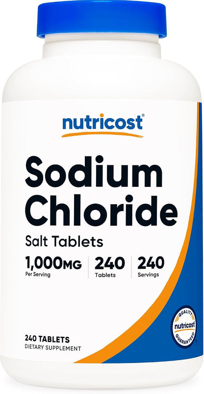 Nutricost Sodium Chloride 1000mg, 240 Tablets - Salt Tablets, Non-GM, Gluten free