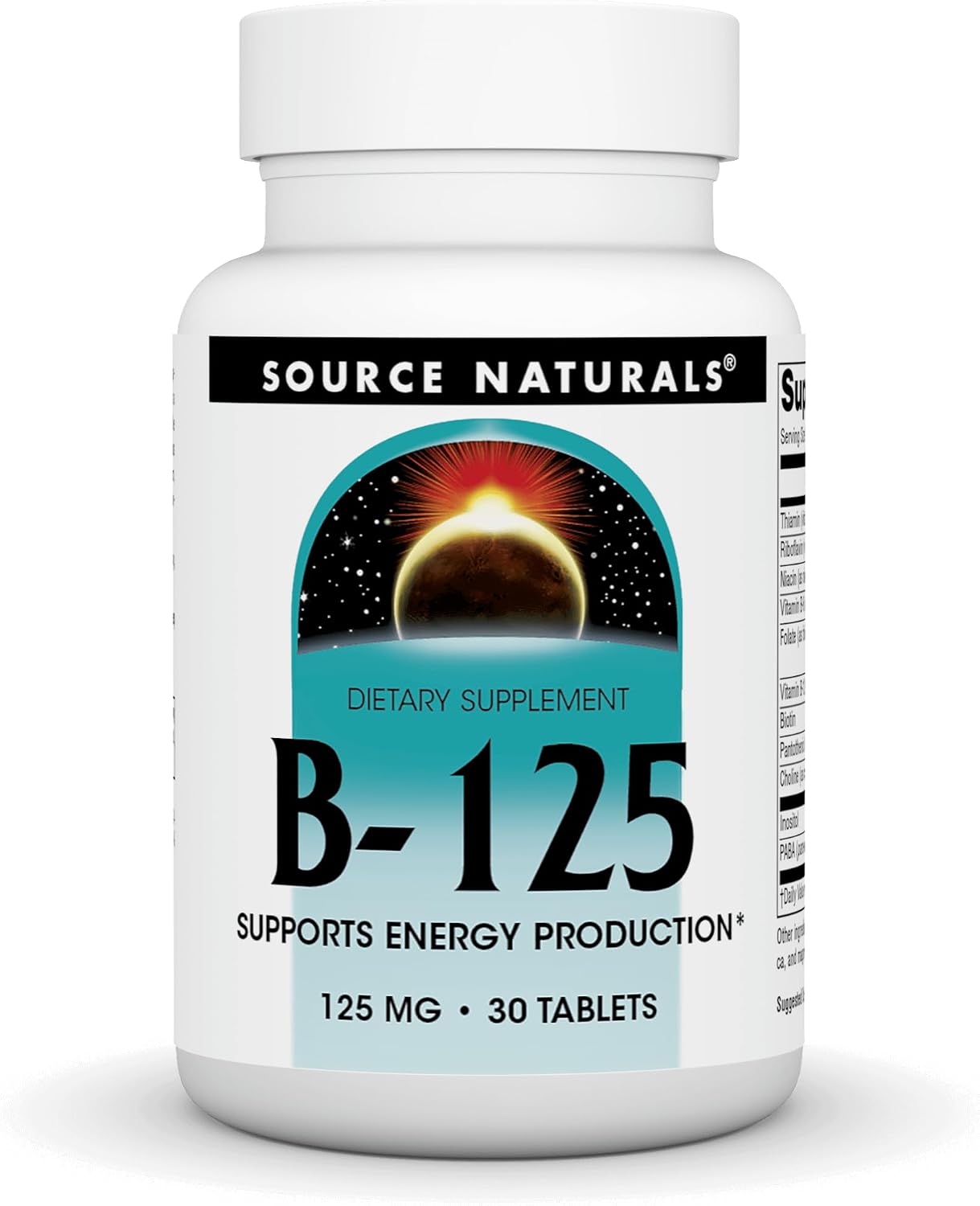 Source Naturals B-125, 125 mg B-Vitamins for Energy Support - 30 Tablets - görsel 1