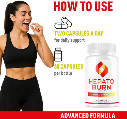 (2 Pack) Hepato Burn Capsules - HepatoBurn Pills Supplement Support, Hepatoburn Advanced Formula - All Natural Vitamin Energy and Wellbeing, Hepato Burn Premium Formula, 120 Capsules for 2 Months