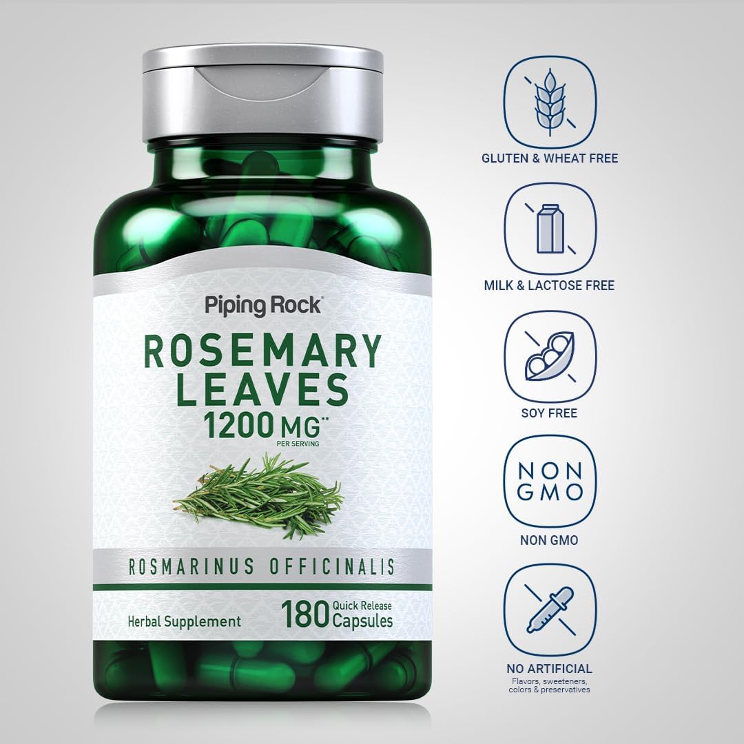 Piping Rock Rosemary Leaves | 180 Capsules | Herb Leaf Extract Supplement | Non-GM, Gluten free - görsel 3