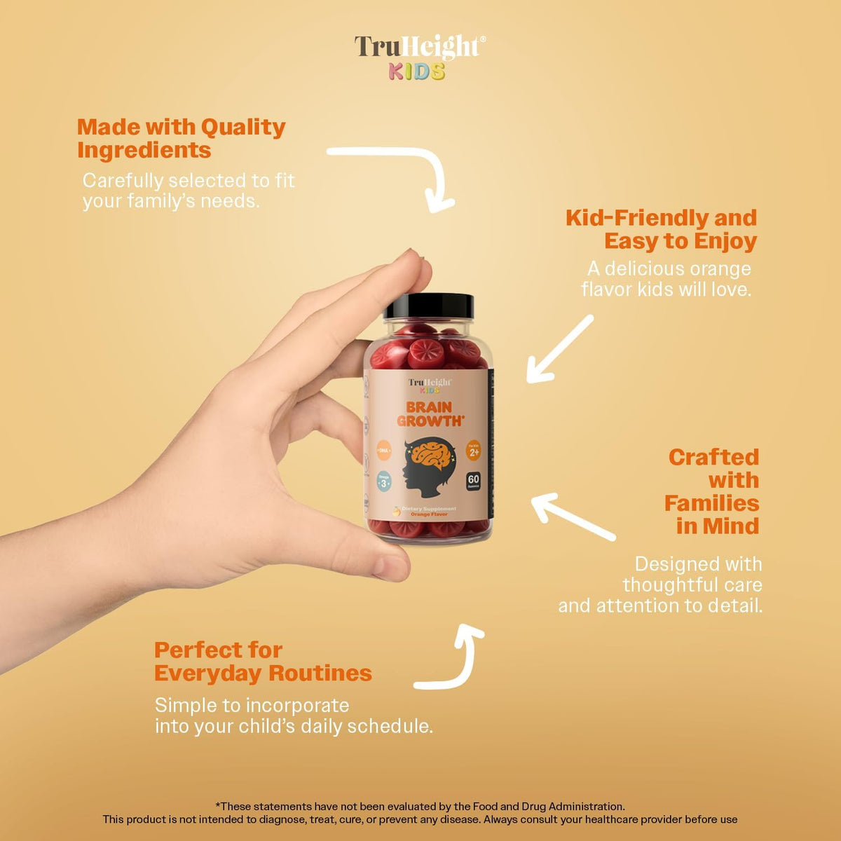 TruHeight Kids Brain Growth Gummies - Orange – Pine Bark Extract: A natural source of antioxidants that may help – Image 3