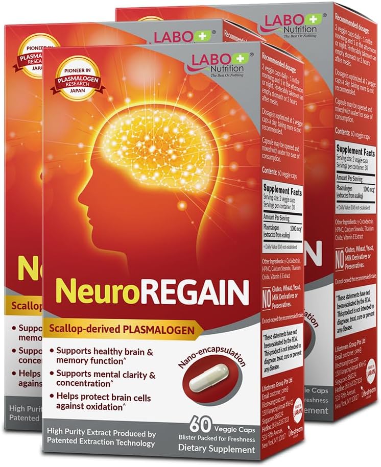 LABO Nutrition NeuroREGAIN – Scallop-derived – Neuroregenesis: Encourages the growth of new brain cells – Image 1