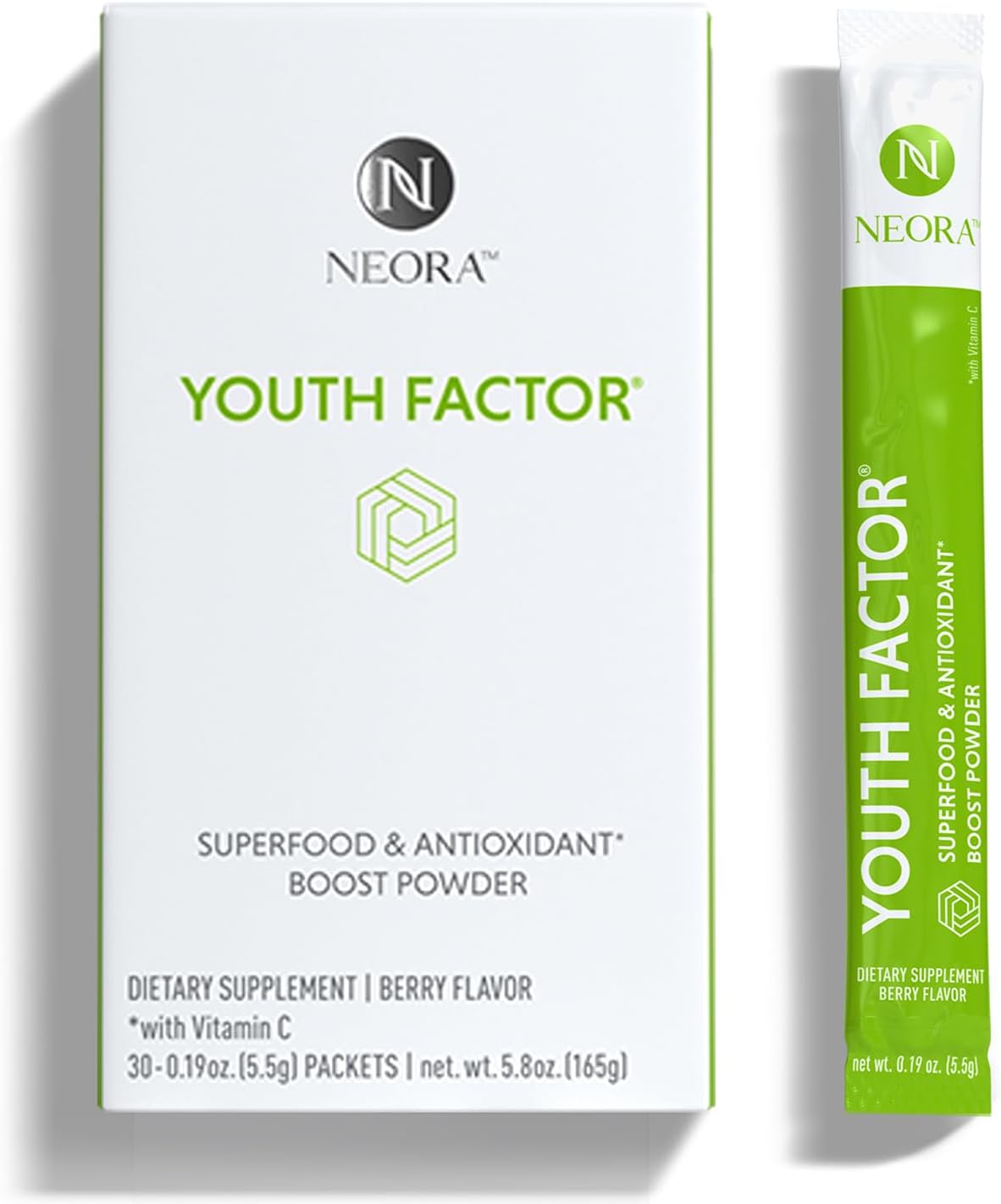 NEORA Youth Factor - Superfood Boost Powder - pH Balance, Hair Skin & Nails Support, Fruits & Veggies Equivalent, Nutrient Absorption - 30 Packets - görsel 1