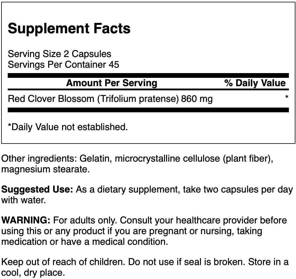 Swanson Red Clover Blossom 430 Milligrams 90 Capsules - görsel 2