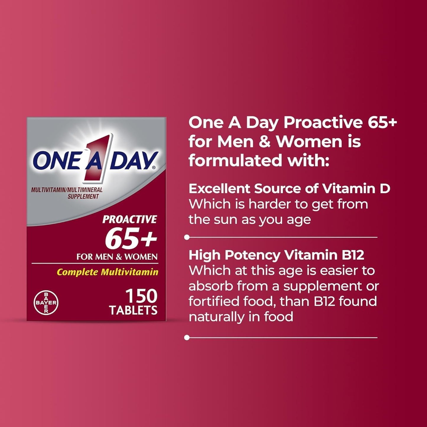 One A Day Proactive 65 Plus Multivitamin, 150 Tablets - görsel 4