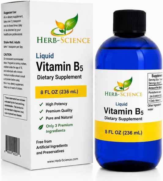 Liquid Vitamin B5 – 192 Servings – High – Energy Metabolism Support: As a precursor to coenzyme A, pantothenic – Image 1
