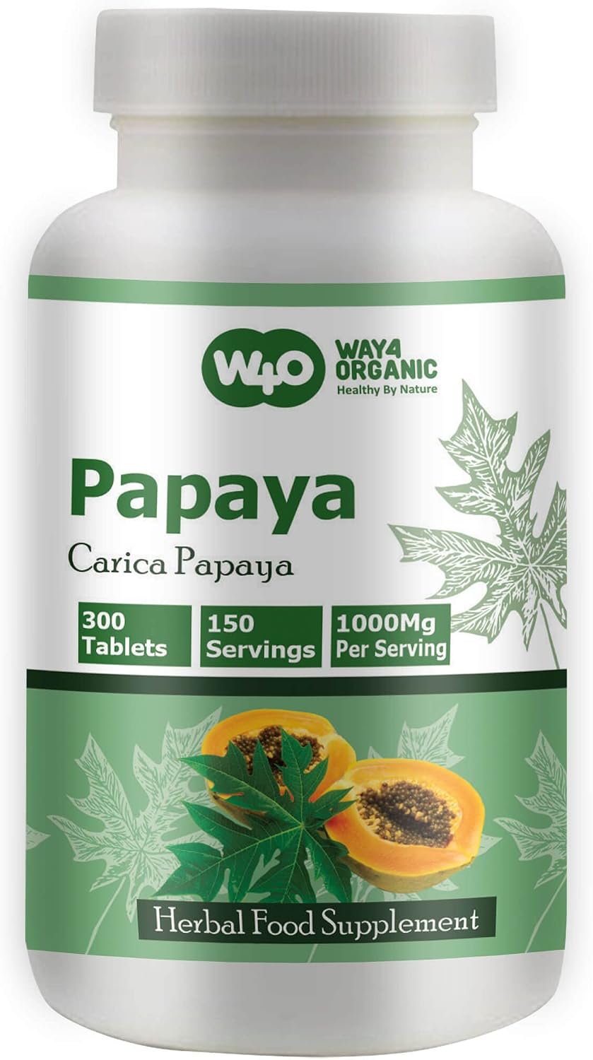 WAY 4 ORGANIC W4O Papaya Leaf Extract Tablets - 1000 mg, 300 Count (150 Servings) - Supports Digestion and Immunity - görsel 3