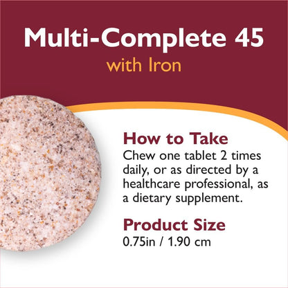 Celebrate Vitamins Multi-Complete Chewables – Bariatric Multivitamin with 45mg Iron – Berry (180 Tablets)