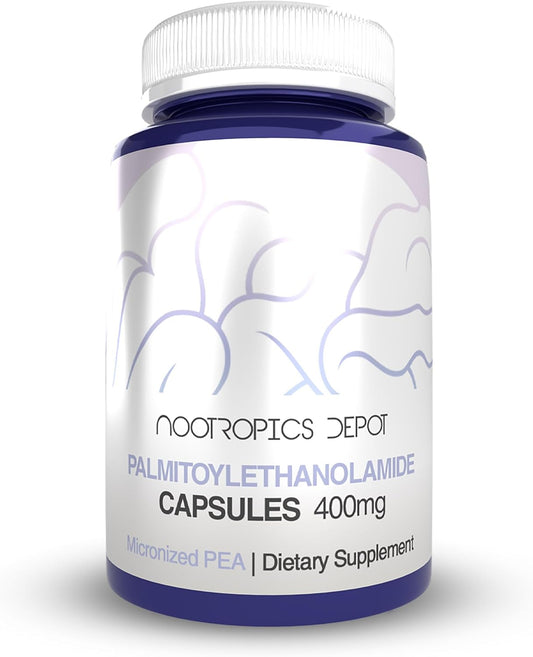 Nootropics Depot Palmitoylethanolamide (PEA) 400mg Capsules – Micronised for Joint, Nerve & Cellular Support (180 Count) – Image 1