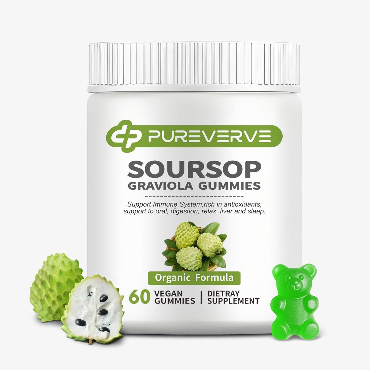 Pureverve Soursop Graviola Gummies - Max – Cell Support & Regeneration: Antioxidants from soursop and sea moss – Image 1