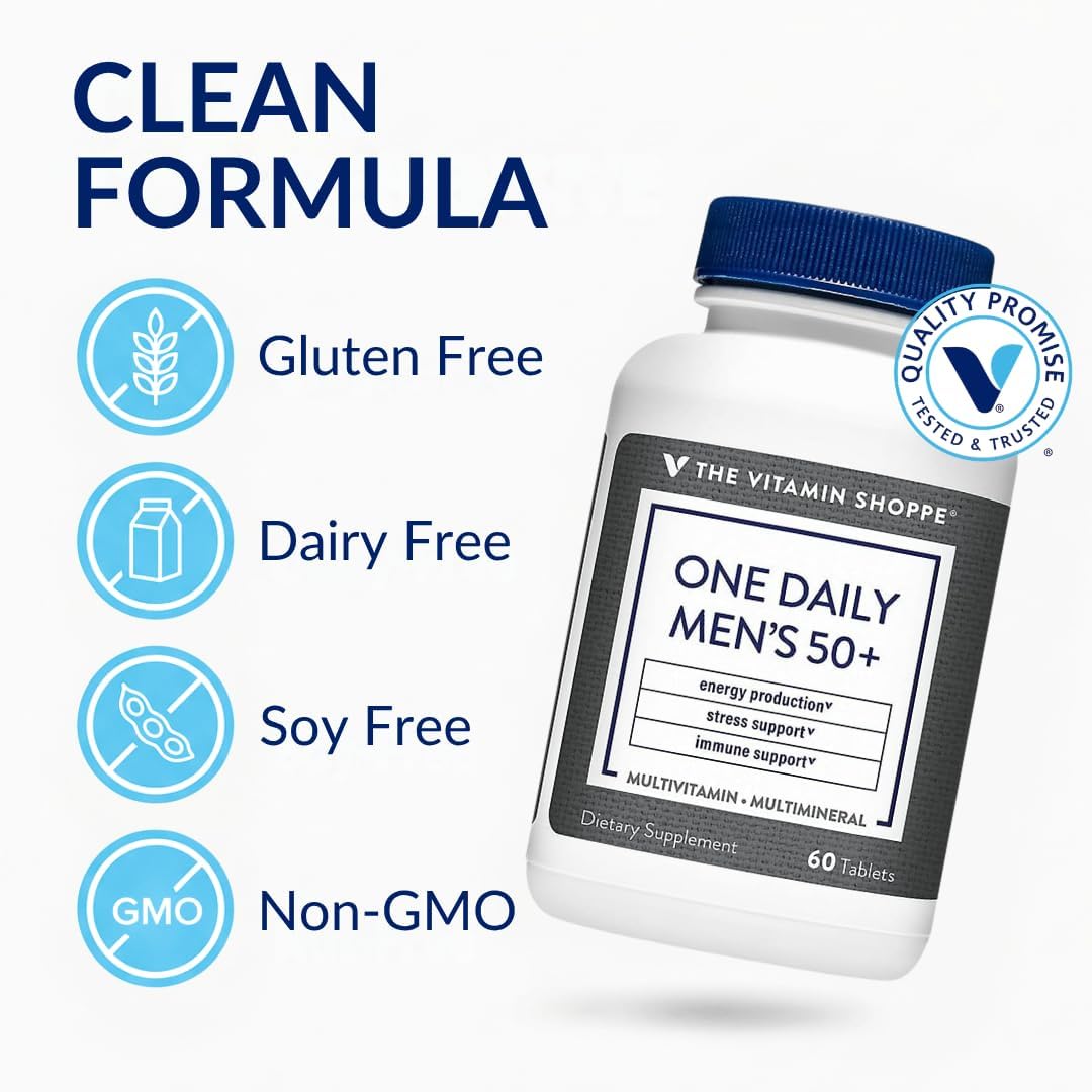 The Vitamin Shoppe One Daily Men's 50+ Multivitamin, 60 Tablets - görsel 3