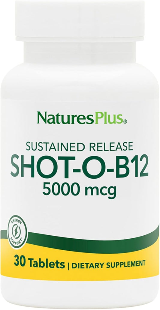 NaturesPlus Shot-O-B12 5000 mcg – Sustained – Energy Support: Vitamin B12 helps convert carbohydrates into – Image 1
