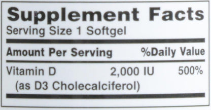 Nature's Bounty D 2000 IU Softgels, 150 Count