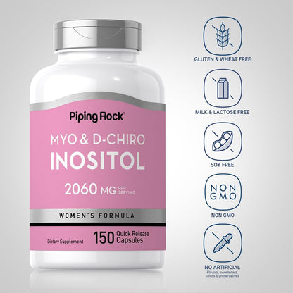Piping Rock Myo-Inositol & D-Chiro Inositol Supplement | 150 Capsules | Women's Health | Non-GM, Gluten free