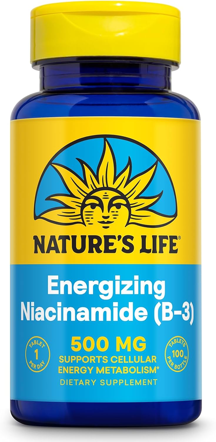 Nature's Life Energising Niacinamide 500mg - No Flush Vitamin B3 Supplement – Image 1