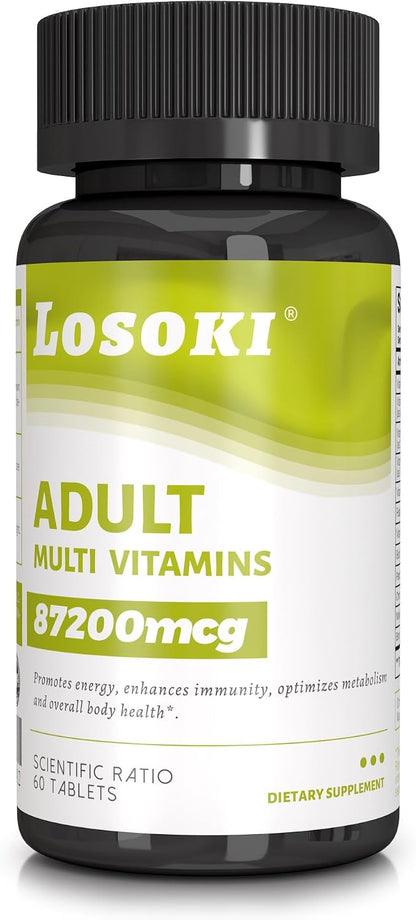 Losoki Adult Multi Vitamins - Comprehensive Daily Multivitamin Supplement for Men and Women's - 60 Tablets for Enhanced – Image 1