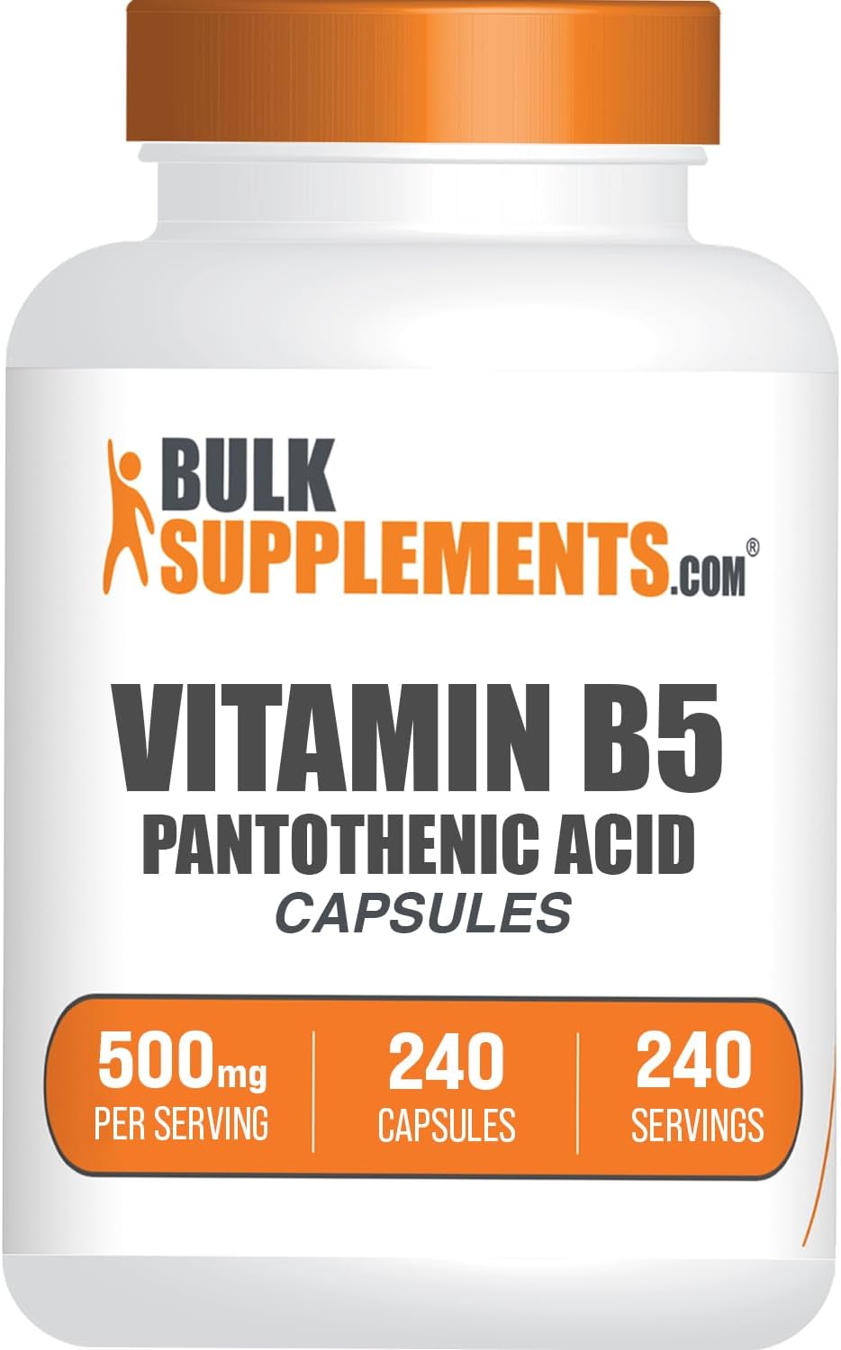Vitamin B5 (Pantothenic Acid) 500 mg Capsules - 240 Count - görsel 1