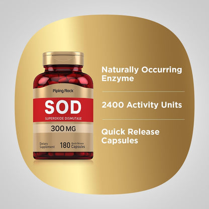 Piping Rock Superoxide Dismutase 300 mg | 180 Capsules