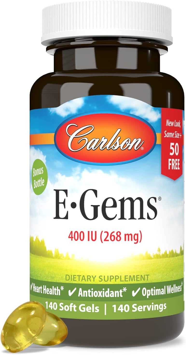 Carlson E-Gems Elite 400 IU Vitamin E with Tocopherols & Tocotrienols, 240 Softgels - görsel 8