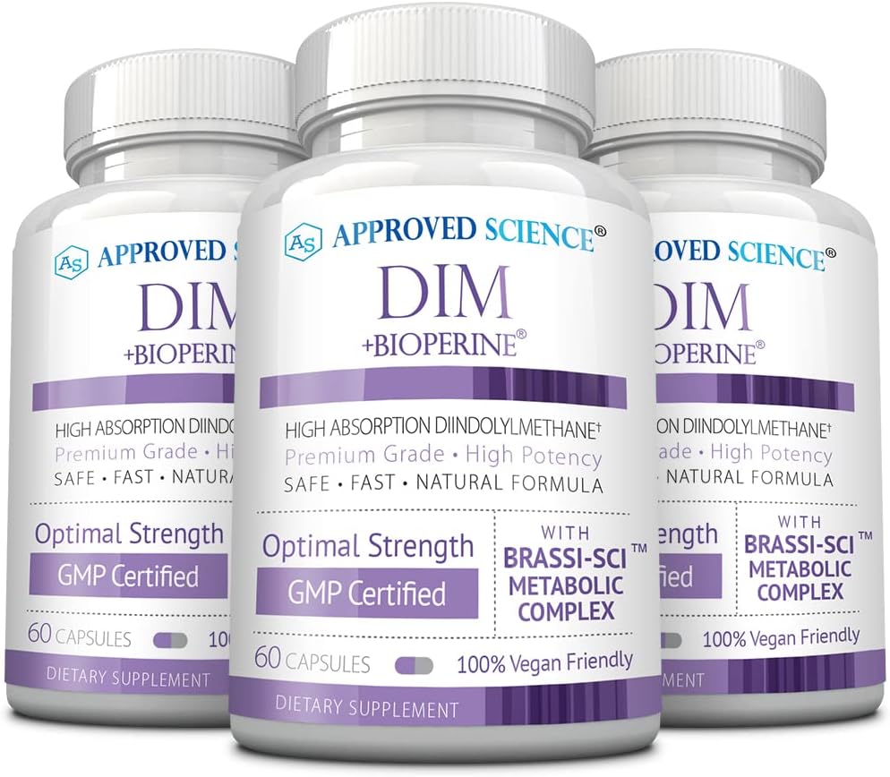 Approved Science DIM - Estrogen Metabolism Support - DIM, Broccoli Sprout, Mustard Seed, Calcium, BioPerine - Vegan - 360 Capsules - görsel 7
