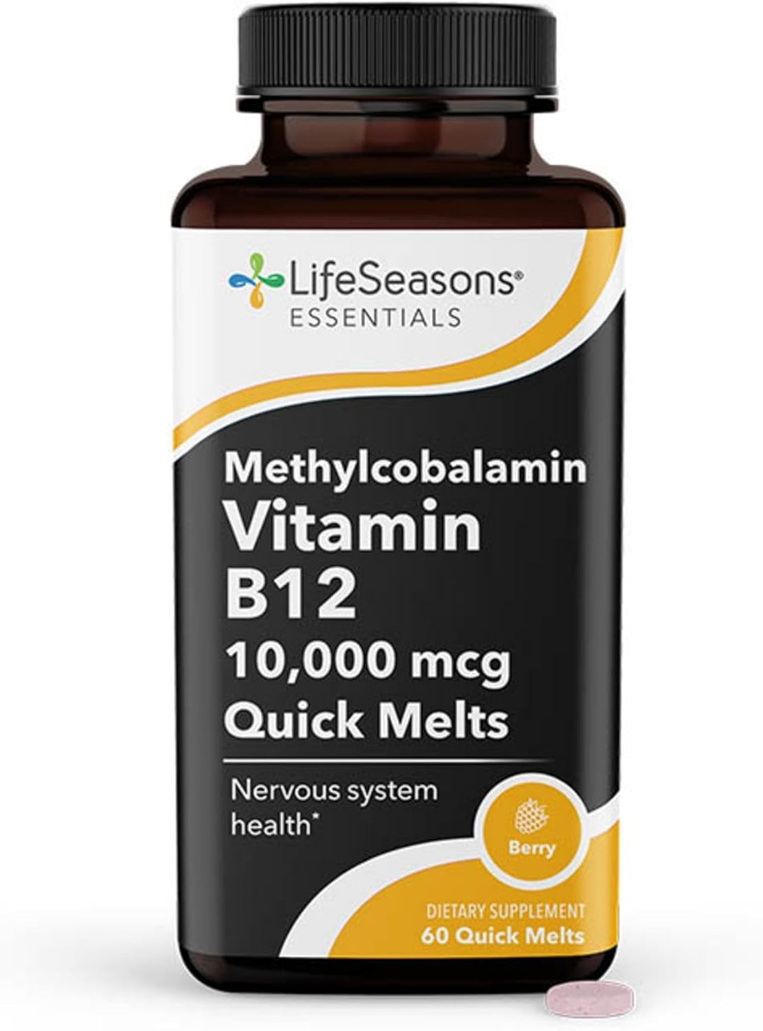 LifeSeasons Essentials Vitamin B12 10,000 mcg Quick Melts – Methylcobalamin B12 for Energy & Nervous System Support – Berry Flavour – 60 Quick Melts - görsel 1