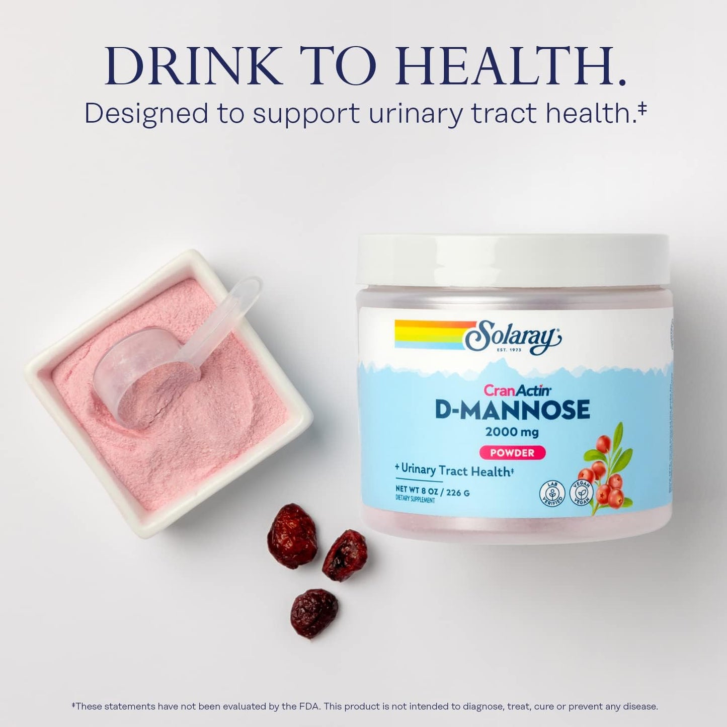 SOLARAY D-Mannose with CranActin Cranberry AF Extract Powder – 2000 mg, 30 Servings - görsel 3