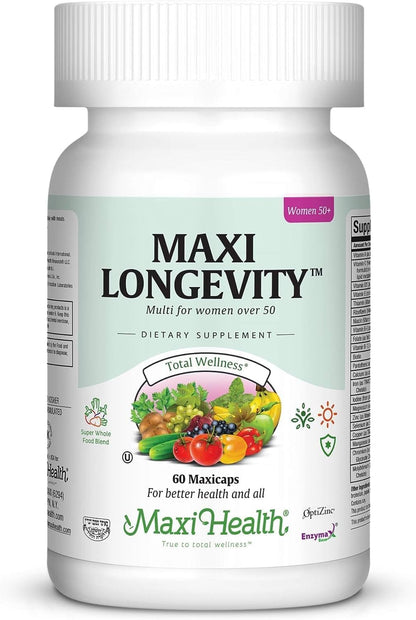 Maxi Health Multivitamin 50 Plus - Daily Multivitamin for Women Over 50 with Vitamin B12, D, Zinc, Magnesium & More - Energy, Immune & Heart Support - Non-GM (120 Tablets)