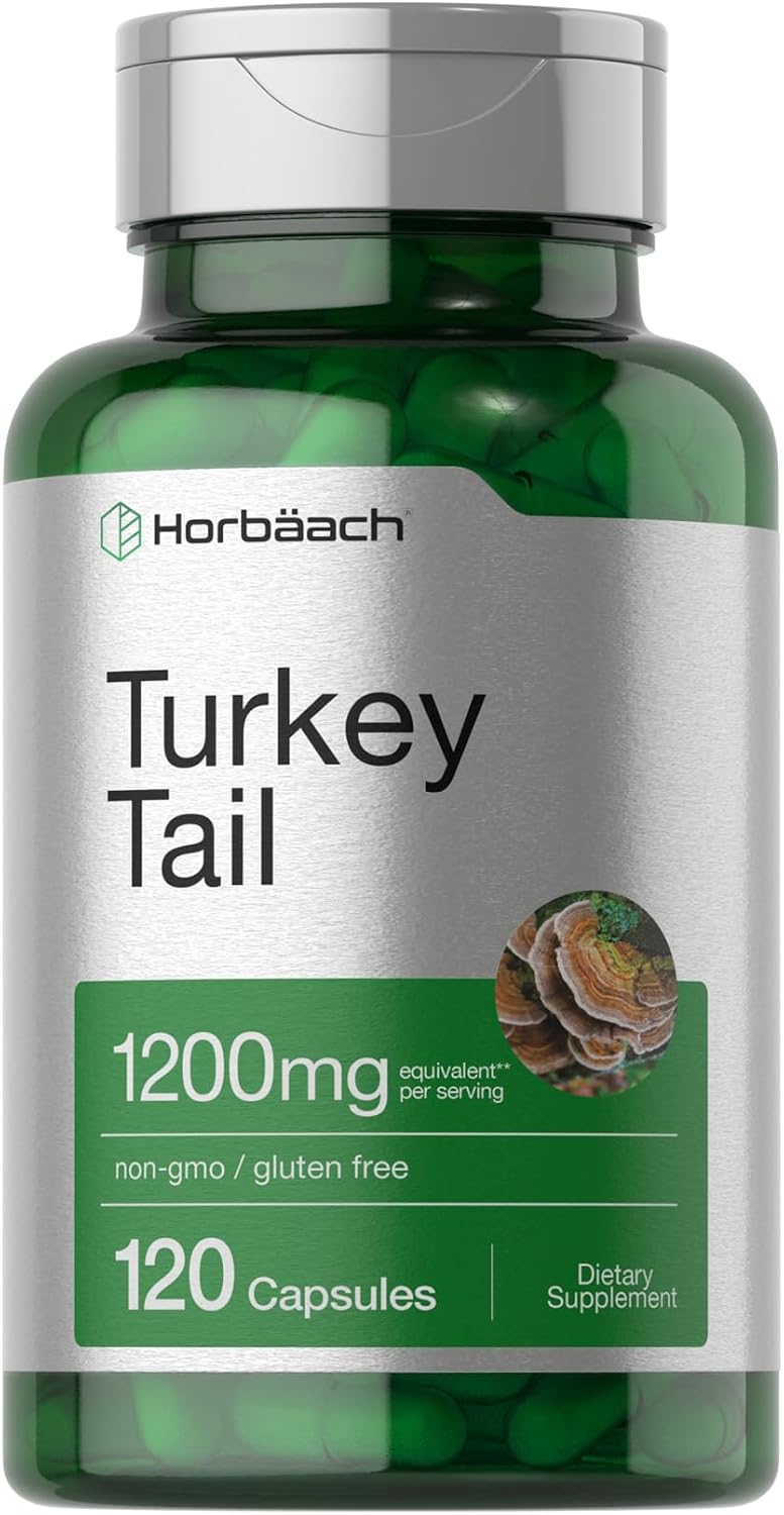Horbäach Turkey Tail Mushroom Capsules | 120 Capsules | Non-GM and Gluten free Extract - görsel 1