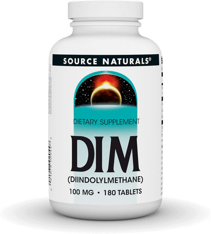 Source Naturals DIM, Diindolylmethane 100mg with BioPerine, Vitamin E & More - 180 Tablets
