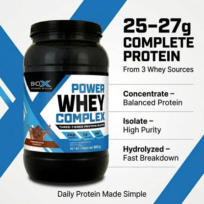 BioX Power Whey Complex | High Protein 100% Pure Whey Protein Powder | 26g Protein | 52 Servings, 1.8kg (Chocolate)