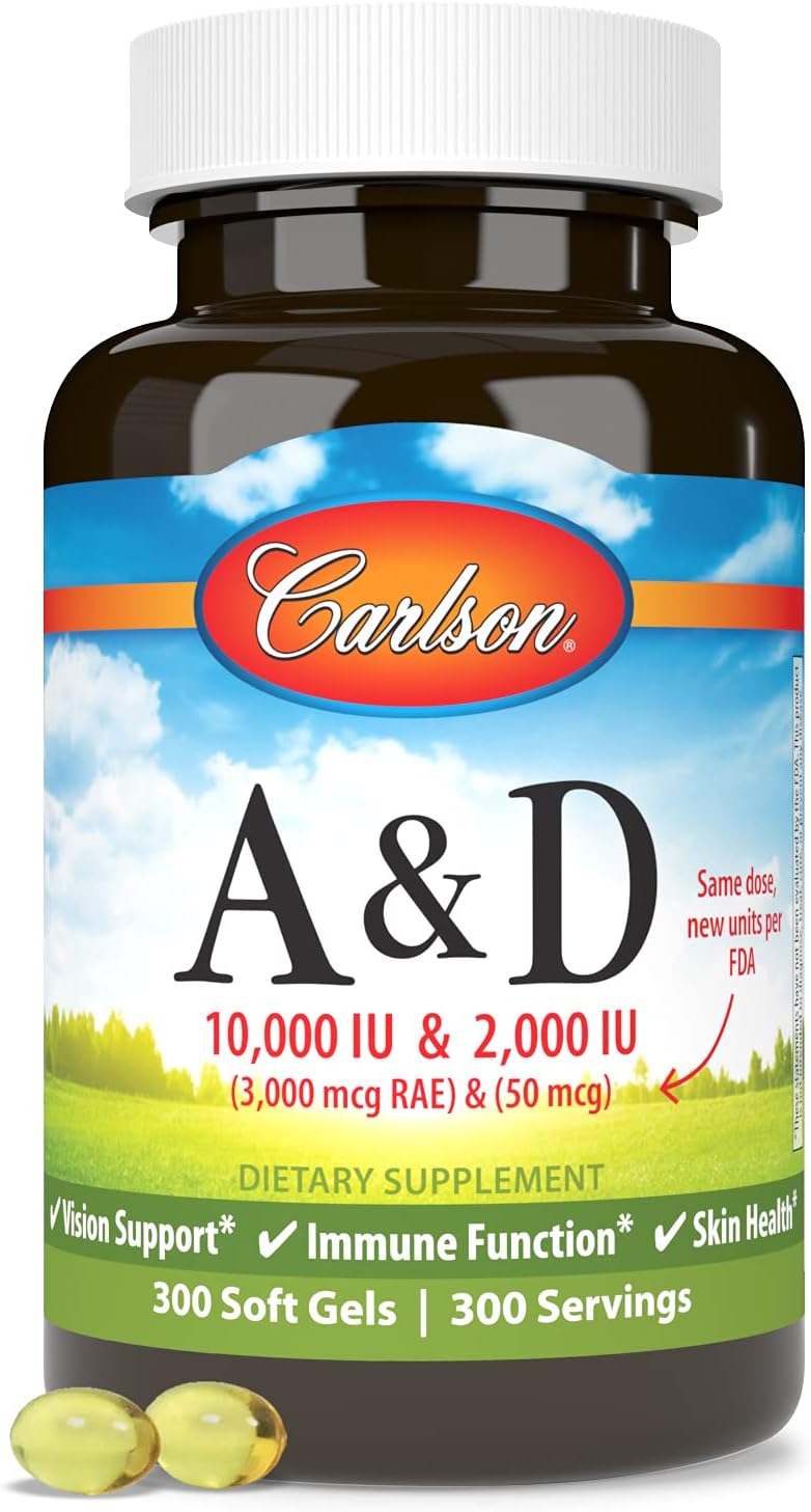 Carlson A & D 10000 IU Vitamin A 5000 IU Vitamin D3 Softgels - 300 Count - görsel 5