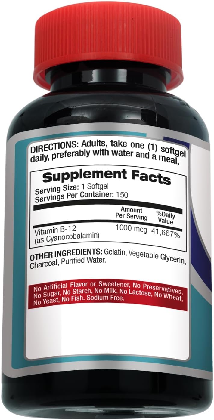 FITO MEDIC'S Lab Vitamin B12 - 150 Soft-gels – 150 doses per bottle – lasts you months – Image 2