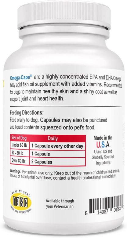 Omega-Caps HP Snip Tips for Cats & Smaller Dogs - Omega-3 Fish Oil Supplement with EPA, DHA, Vitamins, Minerals and Antioxidants - Supports Immune, Joint, Heart and Brain Health - 60 Softgels